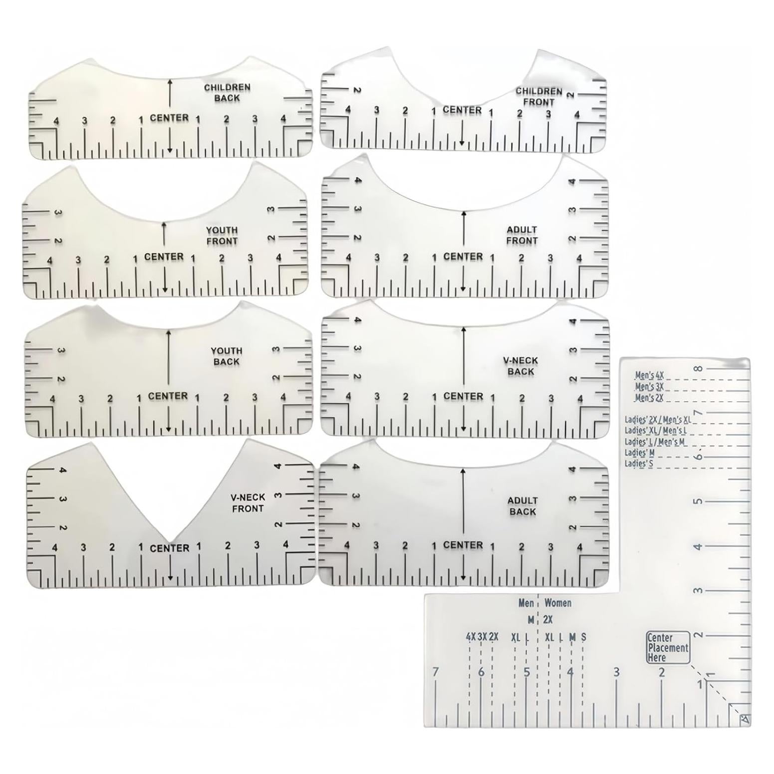Reglas de Alineación para Camisetas WQHLONGBO - 9 PCS PVC