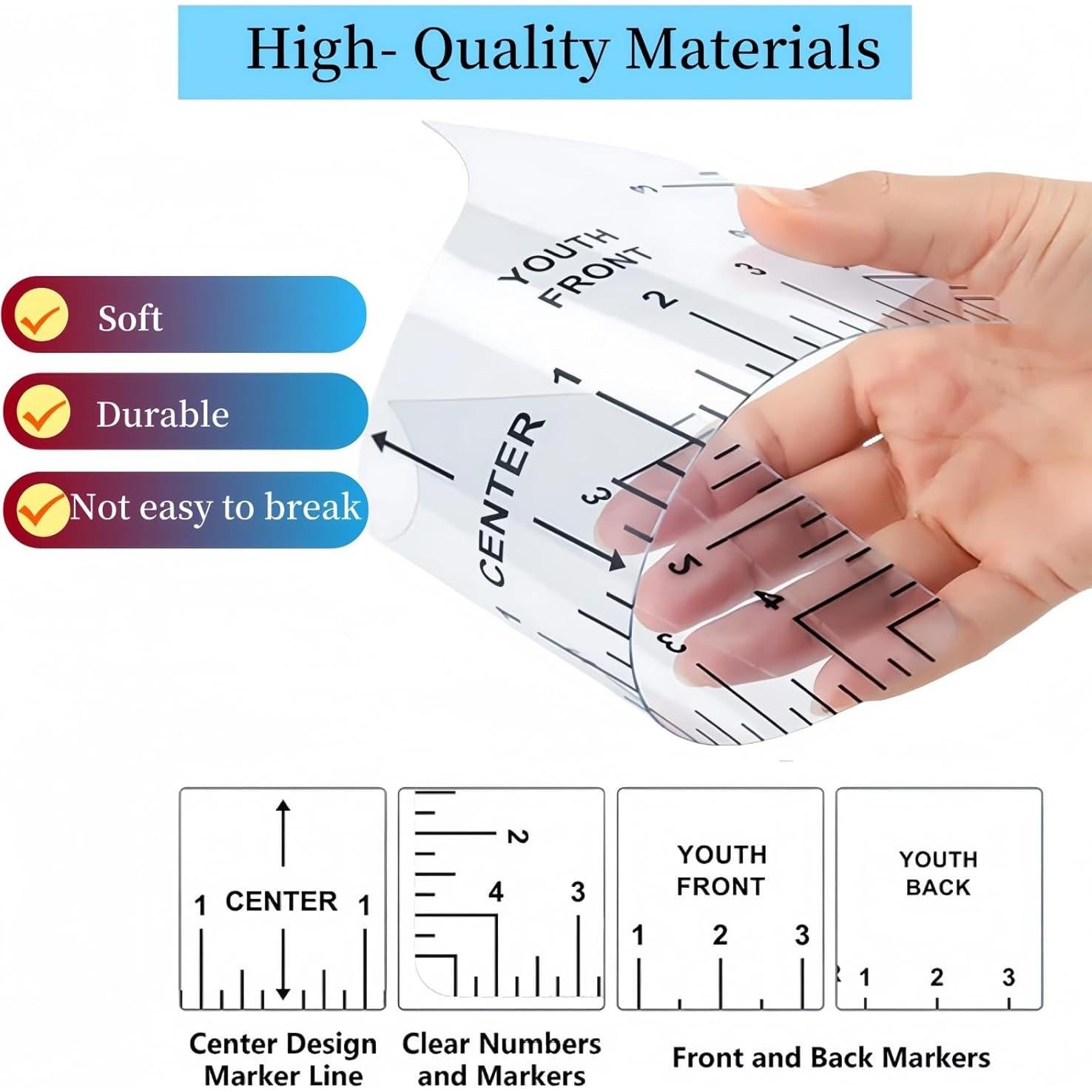 Reglas de Alineación para Camisetas WQHLONGBO - 9 PCS PVC