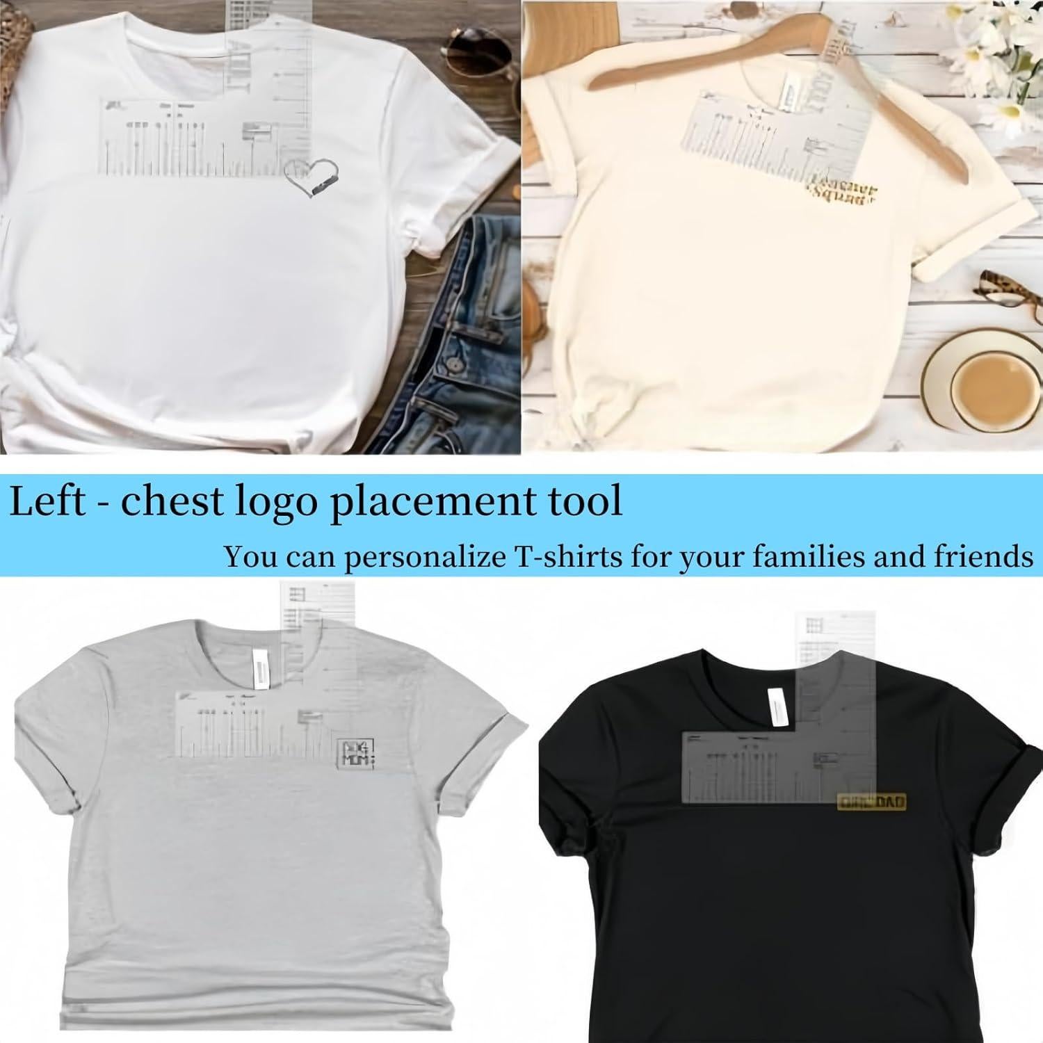 Reglas de Alineación para Camisetas WQHLONGBO - 9 PCS PVC