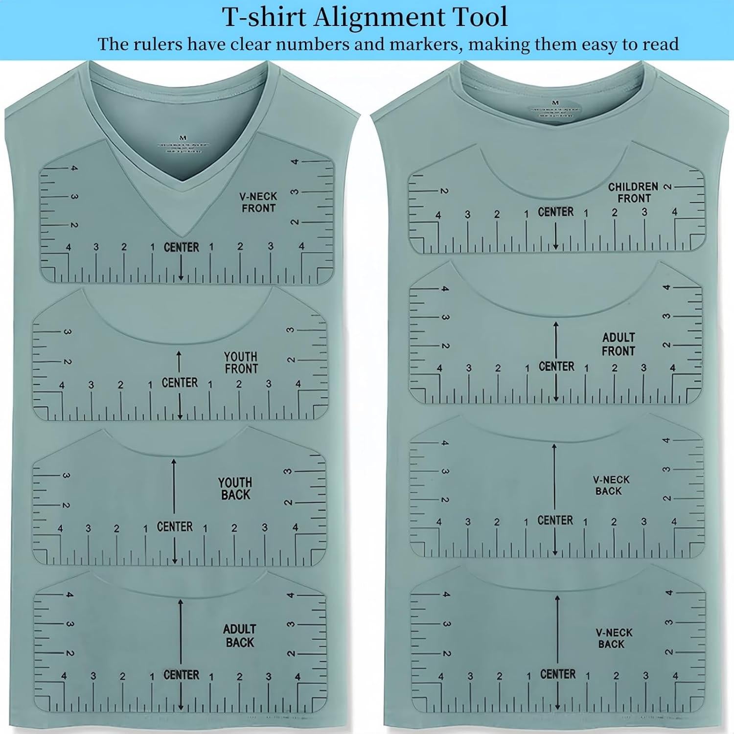 Reglas de Alineación para Camisetas WQHLONGBO - 9 PCS PVC