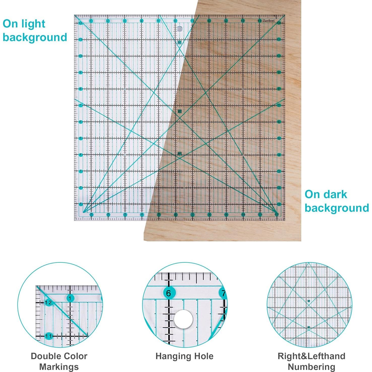 Juego de Reglas de Acolchado Acrílicas Zovbrei 4 Piezas