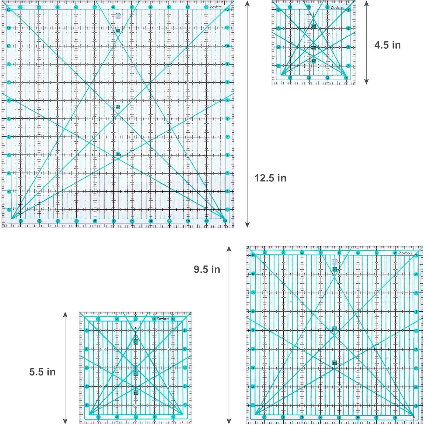 Juego de Reglas de Acolchado Acrílicas Zovbrei 4 Piezas