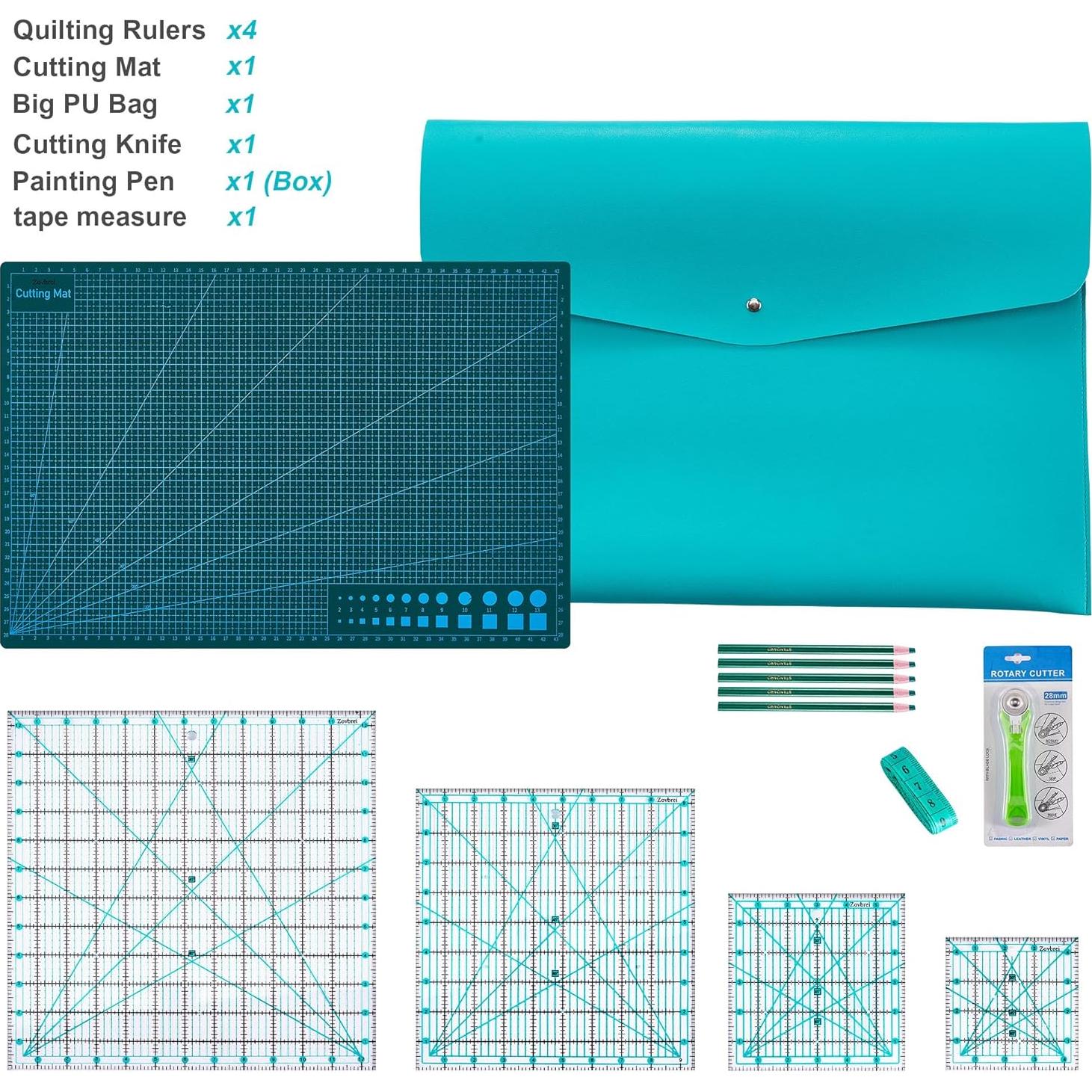 Juego de Reglas de Acolchado Acrílicas Zovbrei 4 Piezas