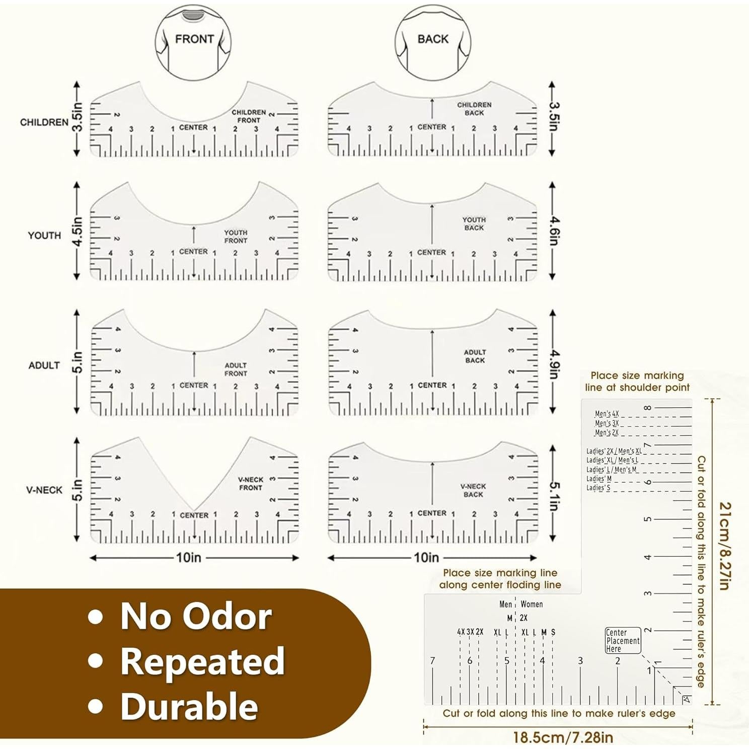 Juego de Reglas para Camisetas VEOOK 9 PCS Alineación Vinilo