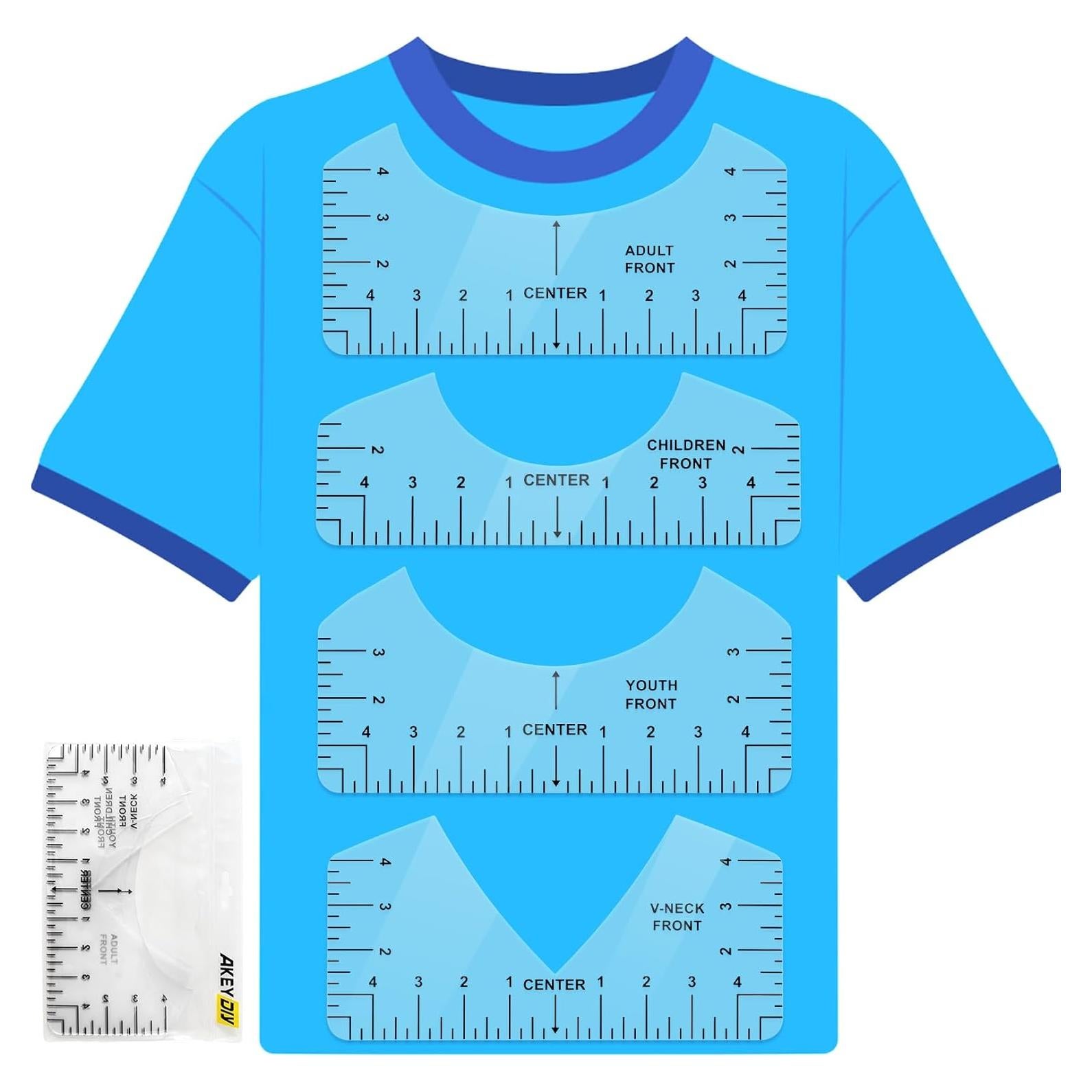 Regla Alineadora para Camisetas AKEYDIY - 4 Pcs PVC Blanco