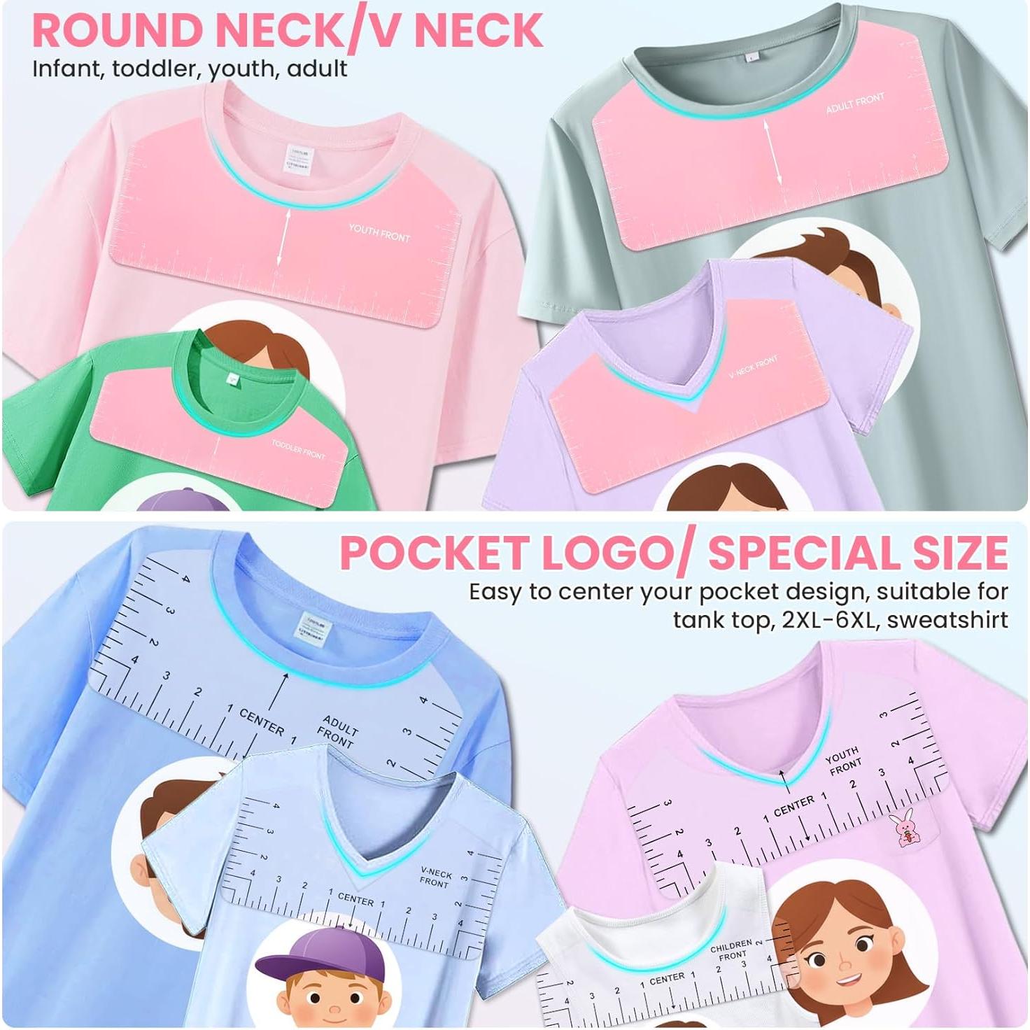 Regla Alineadora para Camisetas AKEYDIY - 4 Pcs PVC Blanco