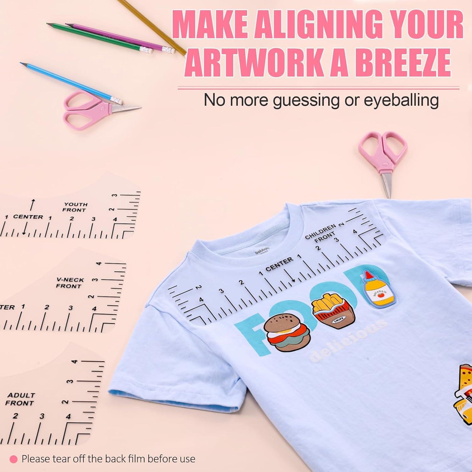 Regla Alineadora para Camisetas AKEYDIY - 4 Pcs PVC Blanco