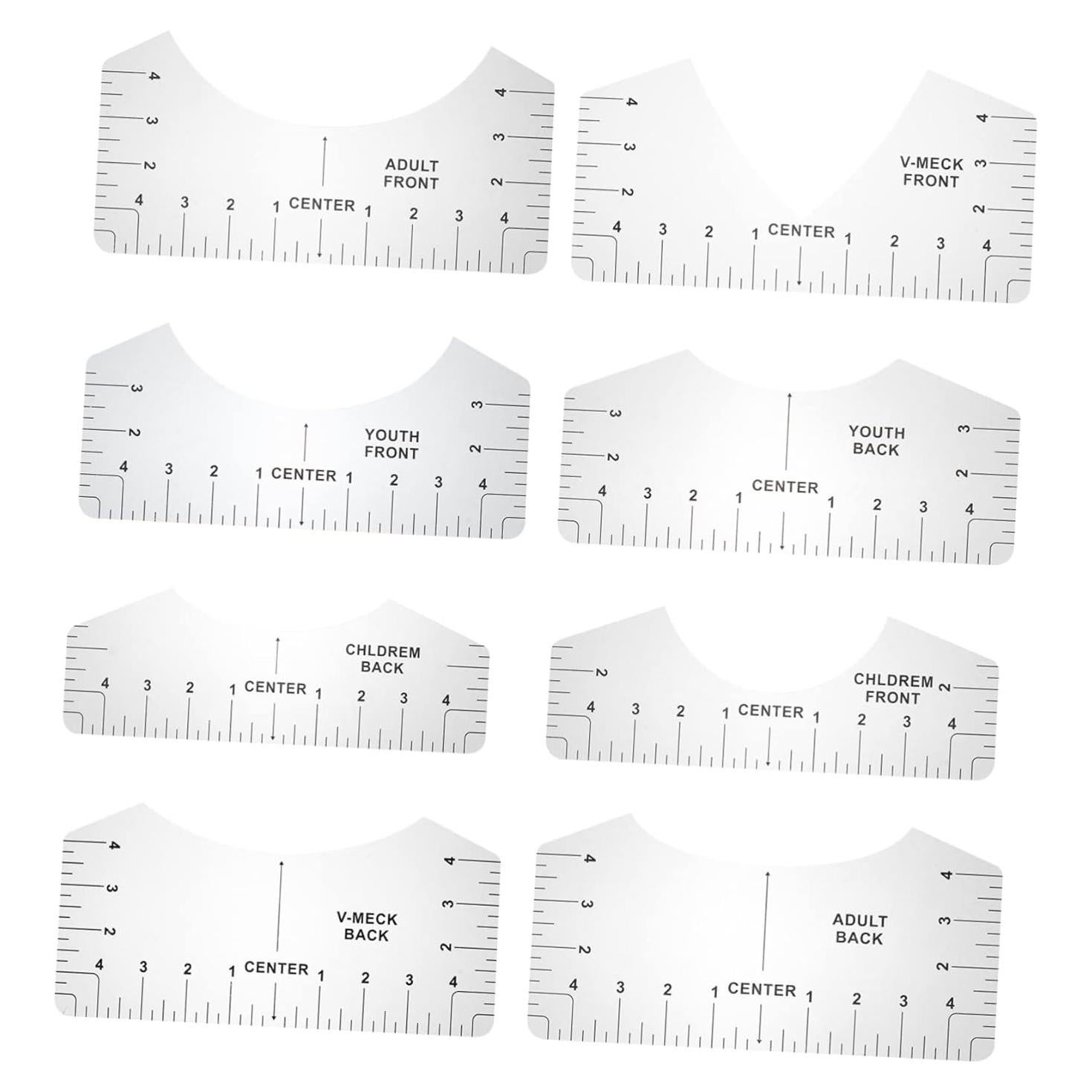 Juego de 8 Reglas de Medición para Camisetas Veemoon 25.4x12.5cm