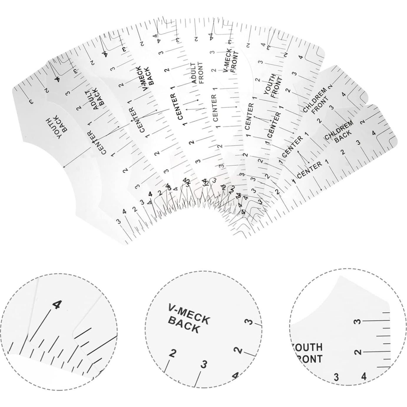 Juego de 8 Reglas de Medición para Camisetas Veemoon 25.4x12.5cm