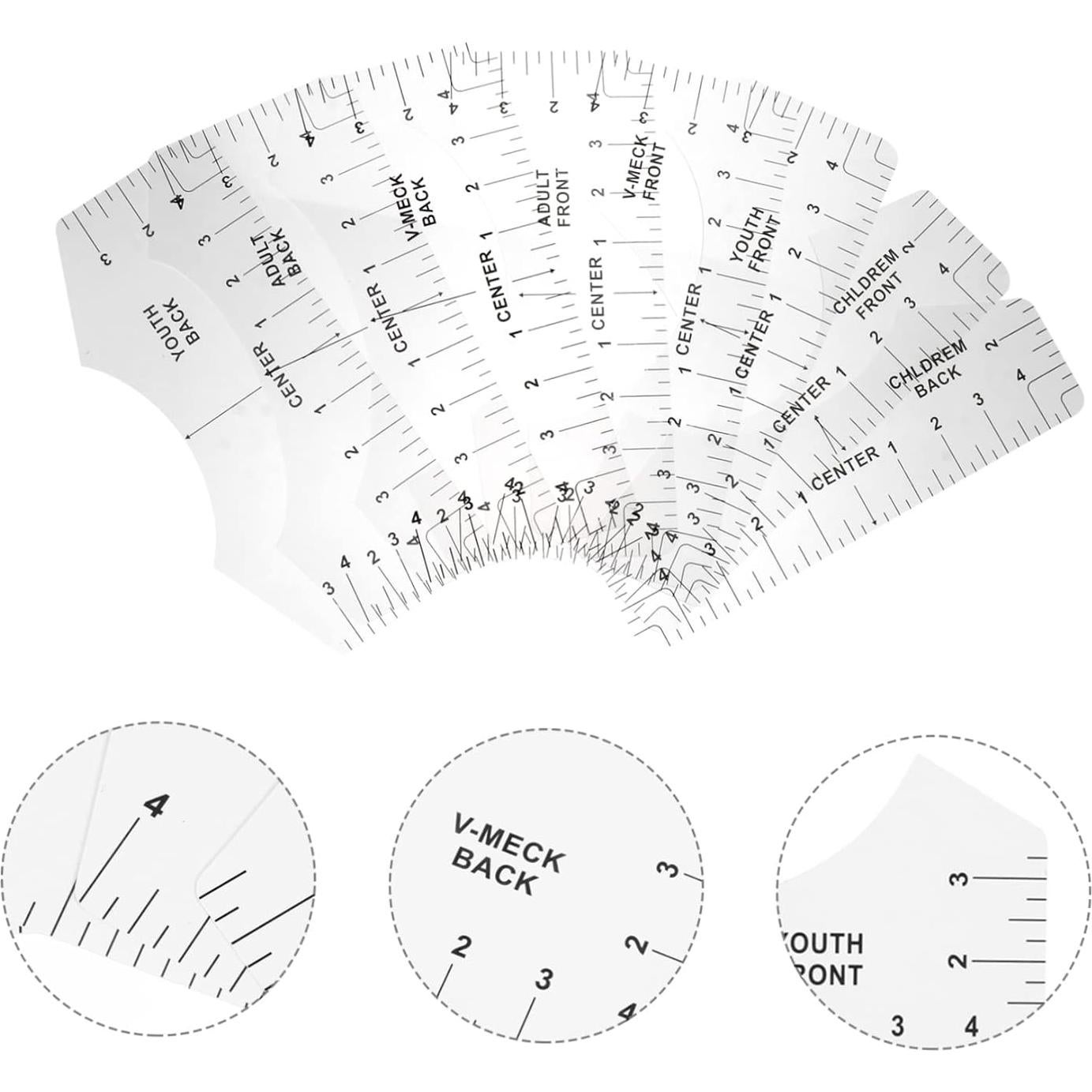 Juego de 8 Reglas de Alineación DOITOOL para Camisetas