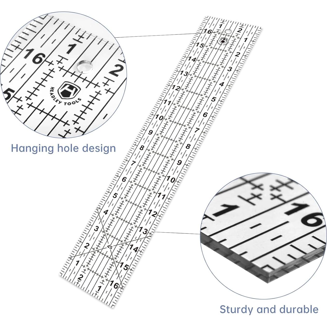 Regla de Costura Headley Tools 43.18 cm con Ángulo 45°