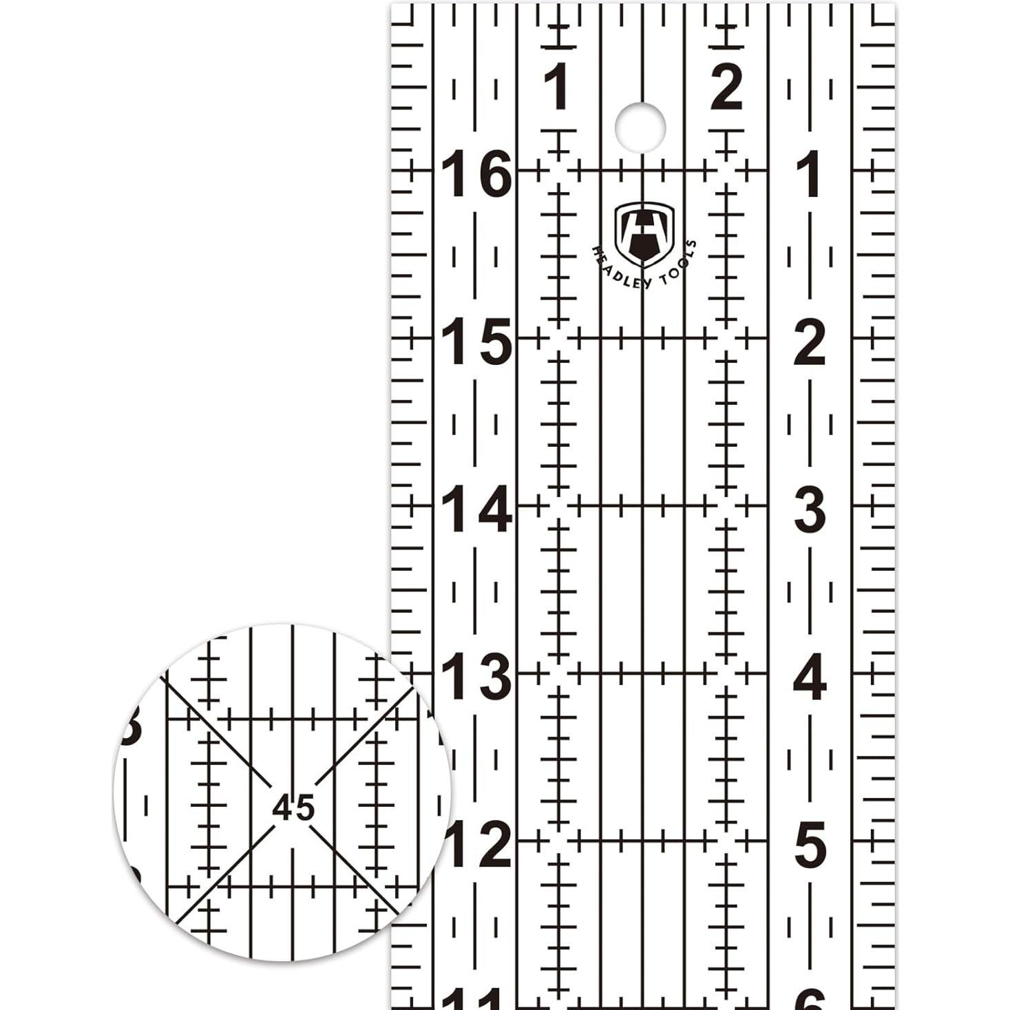 Regla de Costura Headley Tools 43.18 cm con Ángulo 45°