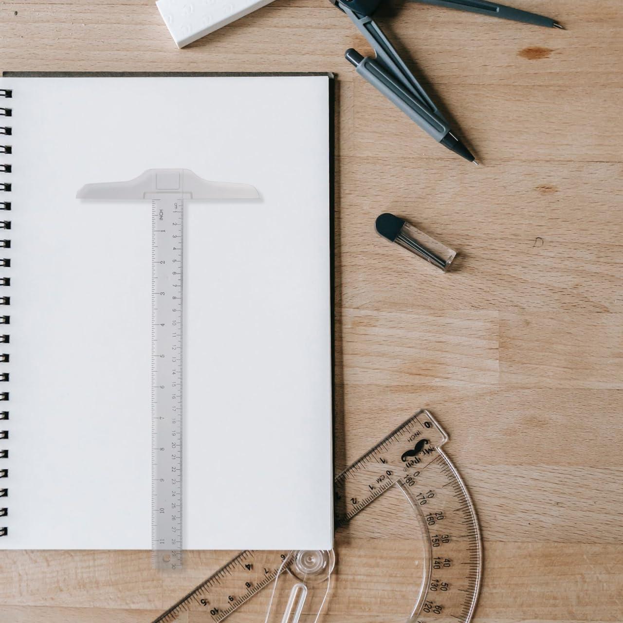 Regla en T Healifty 2 Pcs 33 cm Plástico Transparente Dibujo