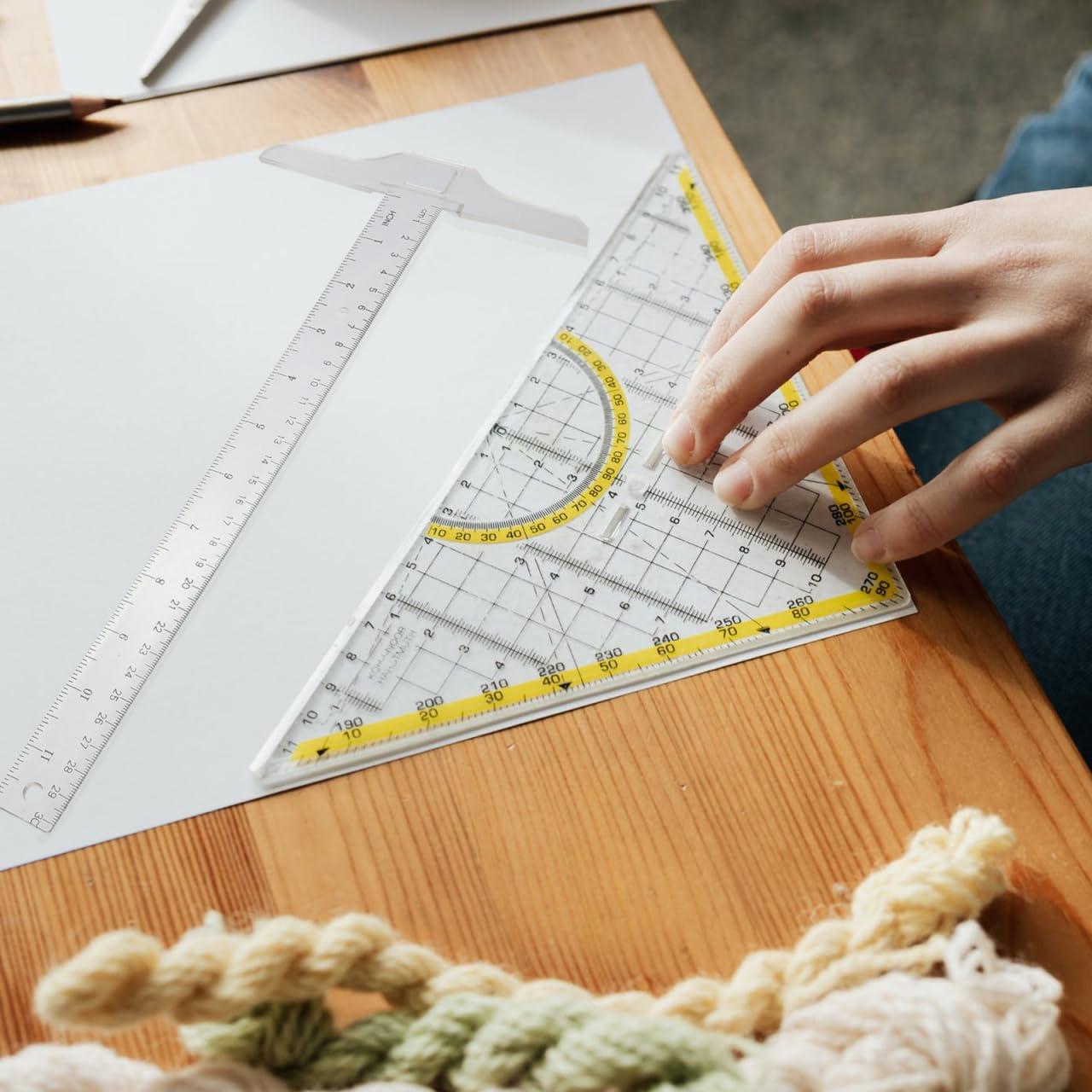 Regla en T Healifty 2 Pcs 33 cm Plástico Transparente Dibujo