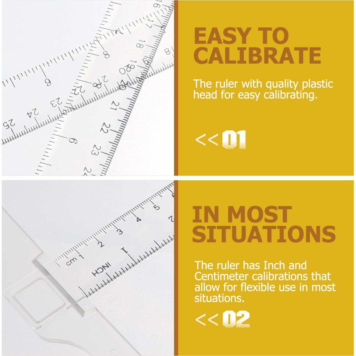 Regla en T Healifty 2 Pcs 33 cm Plástico Transparente Dibujo