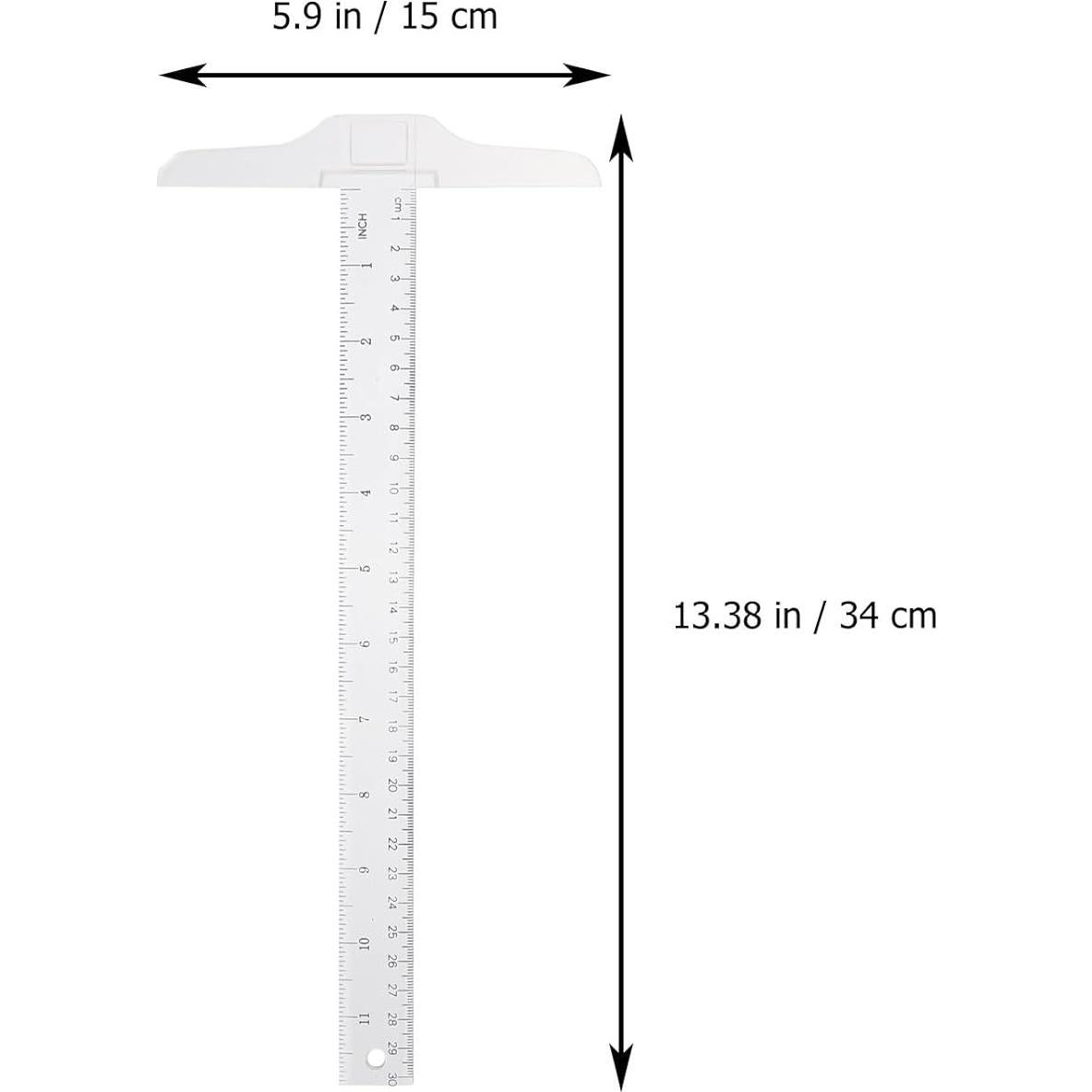 Regla en T Healifty 2 Pcs 33 cm Plástico Transparente Dibujo
