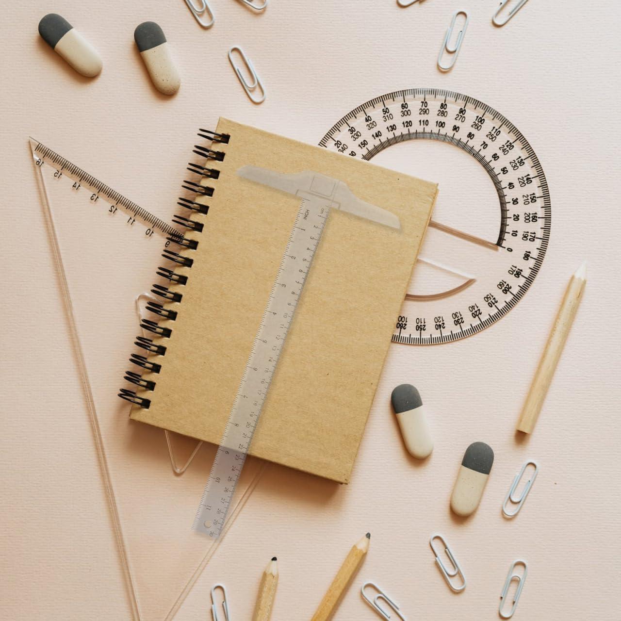 Regla en T Healifty 2 Pcs 33 cm Plástico Transparente Dibujo