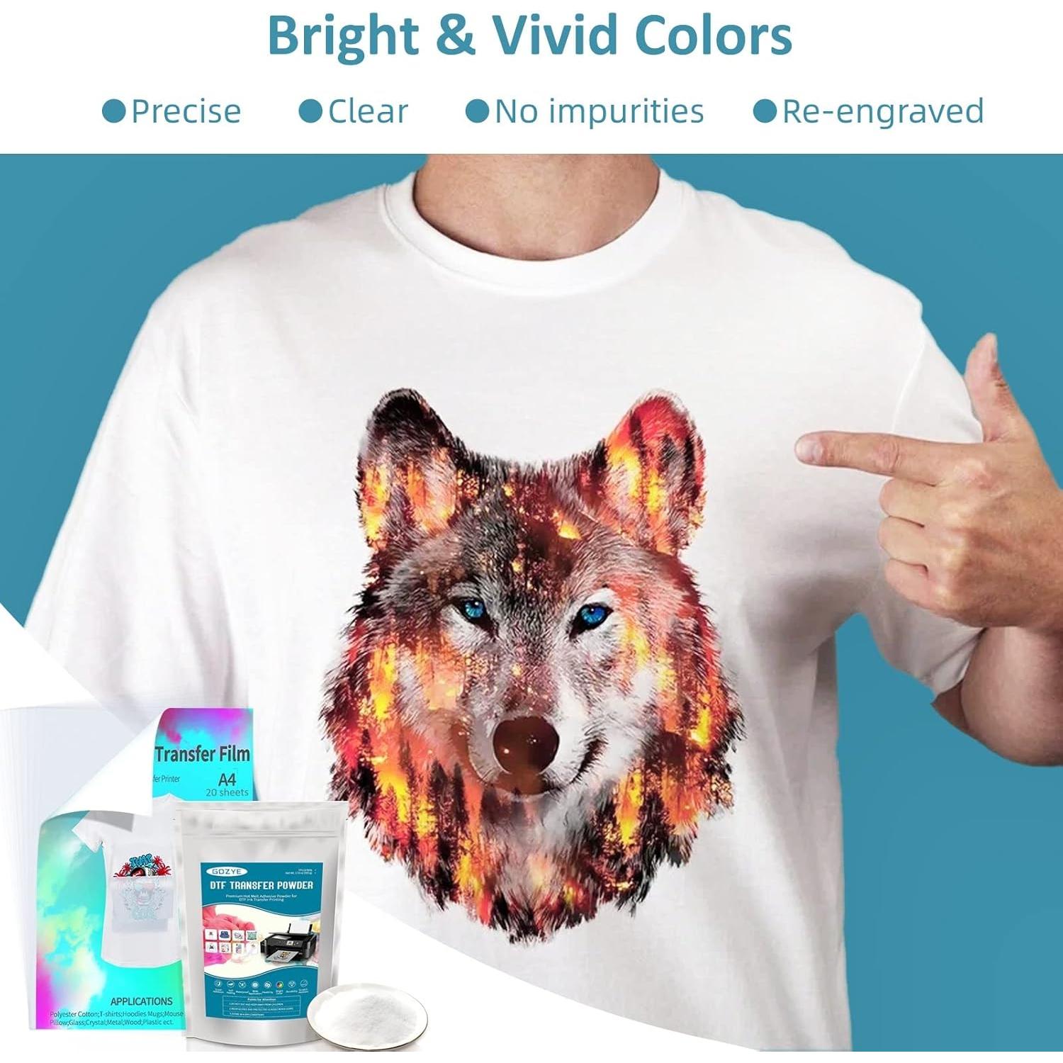 Kit de Inicio DTF GOZYE - 20 Hojas A4, Polvo 250g, Cinta 13.7m