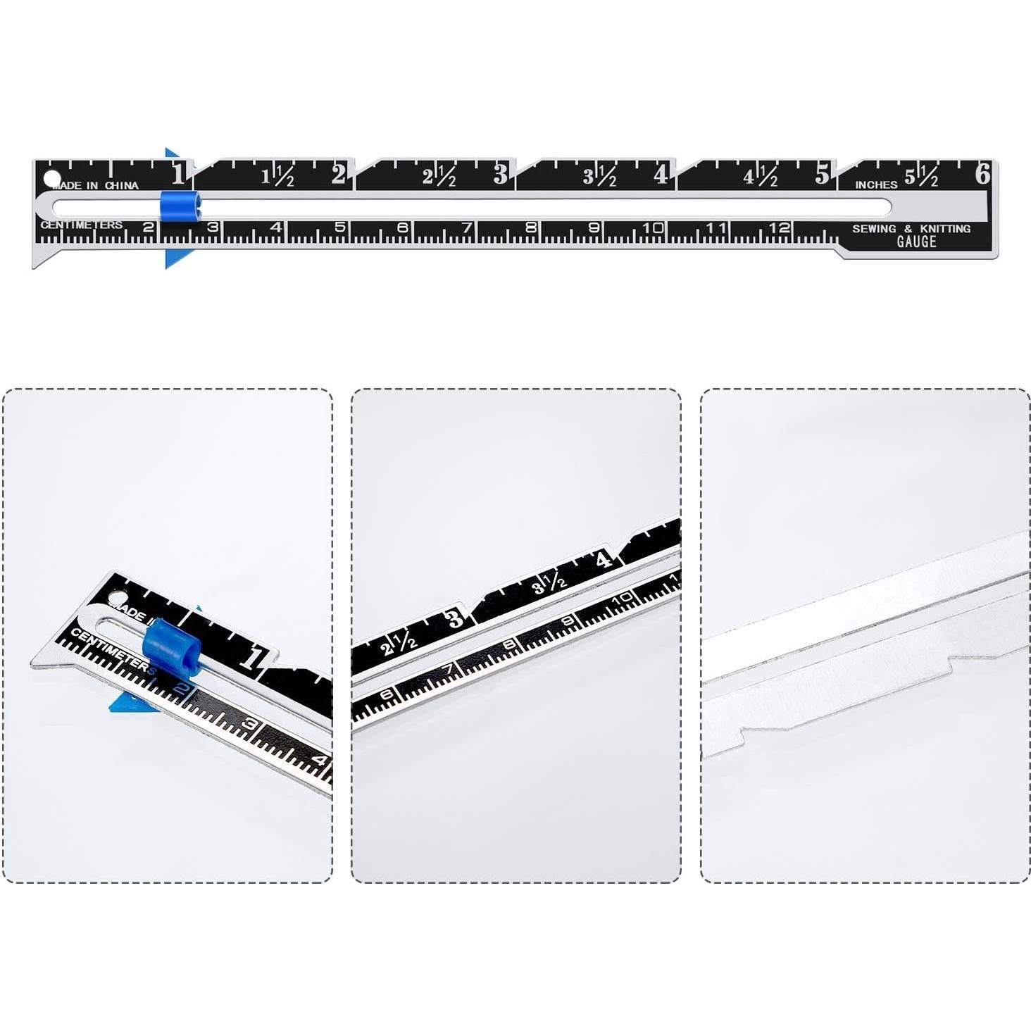 Calibrador Deslizante de Costura Frienda - 3 Piezas, Acero Inoxidable