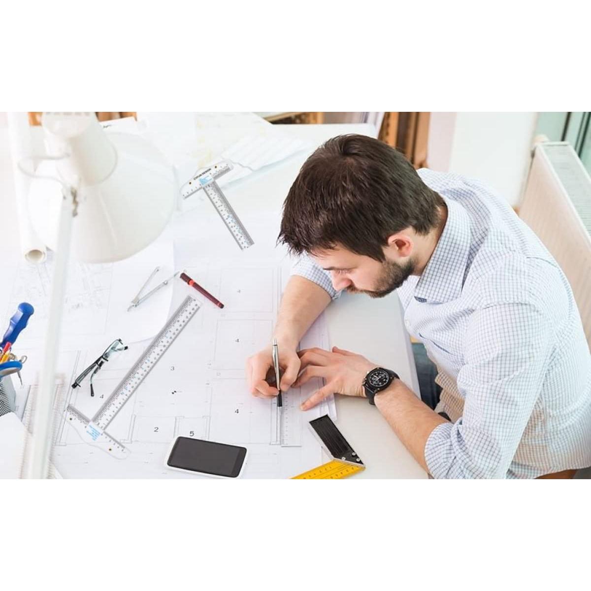 Regla T Acrílica Briartw 30 cm Doble Cara Transparente