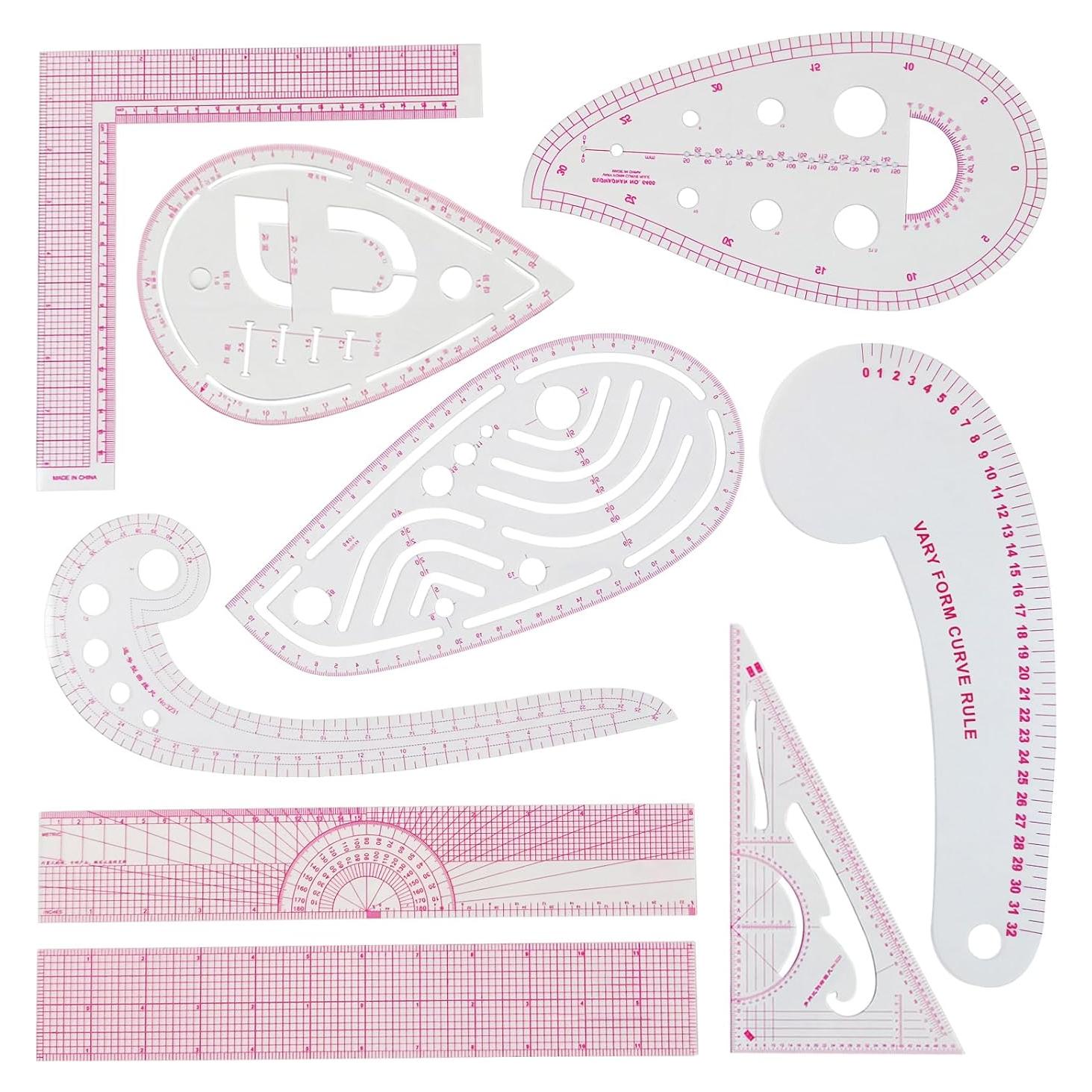 Juego de Reglas de Costura Métrica HLZC - 9 Piezas Flexibles