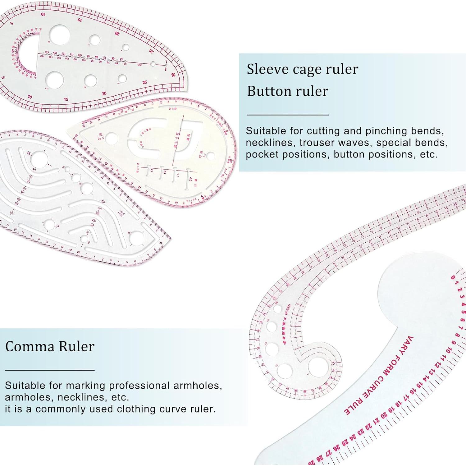 Juego de Reglas de Costura Métrica HLZC - 9 Piezas Flexibles
