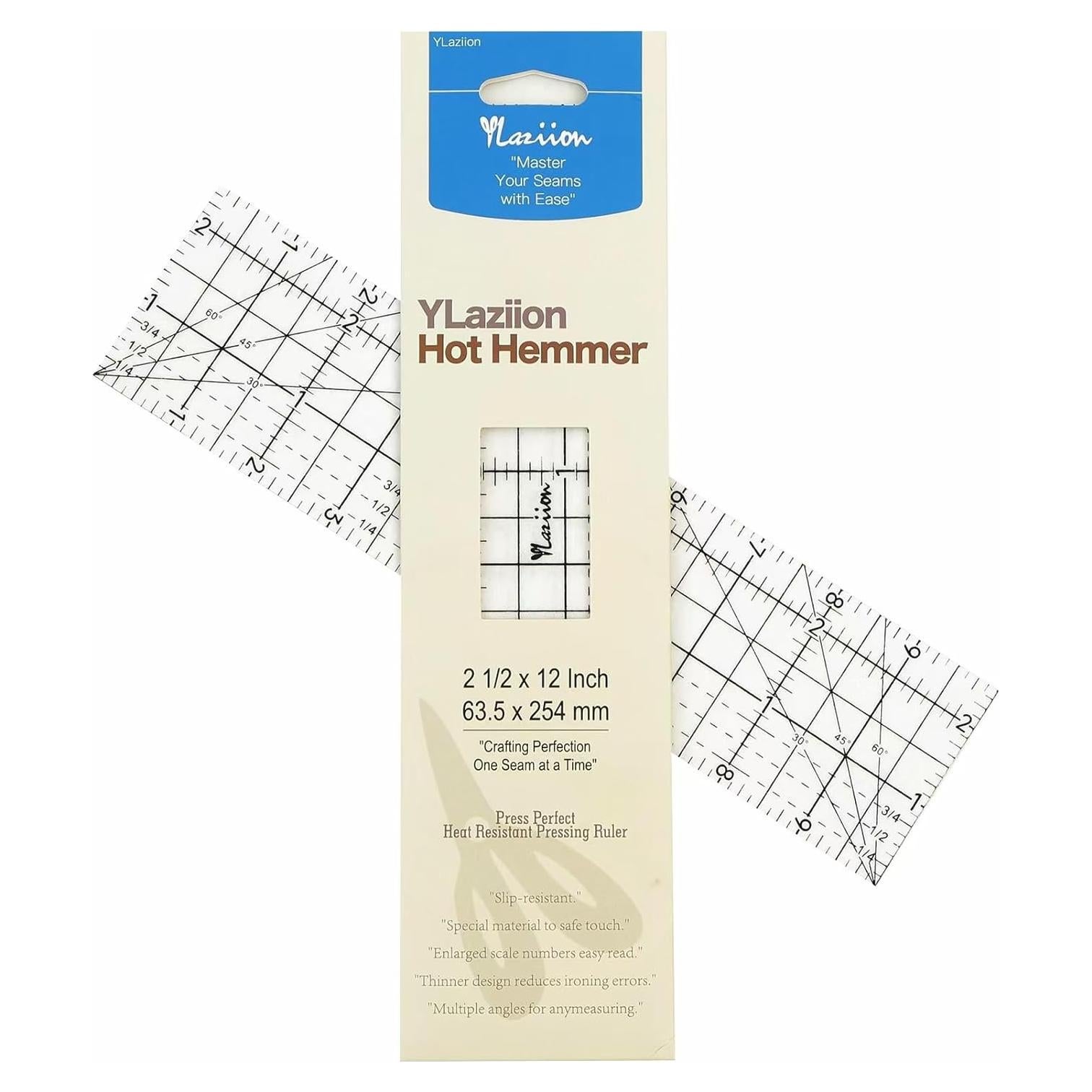 Regla de Coser YLaziion 25.4x6.35 cm Resistente al Calor 280°C