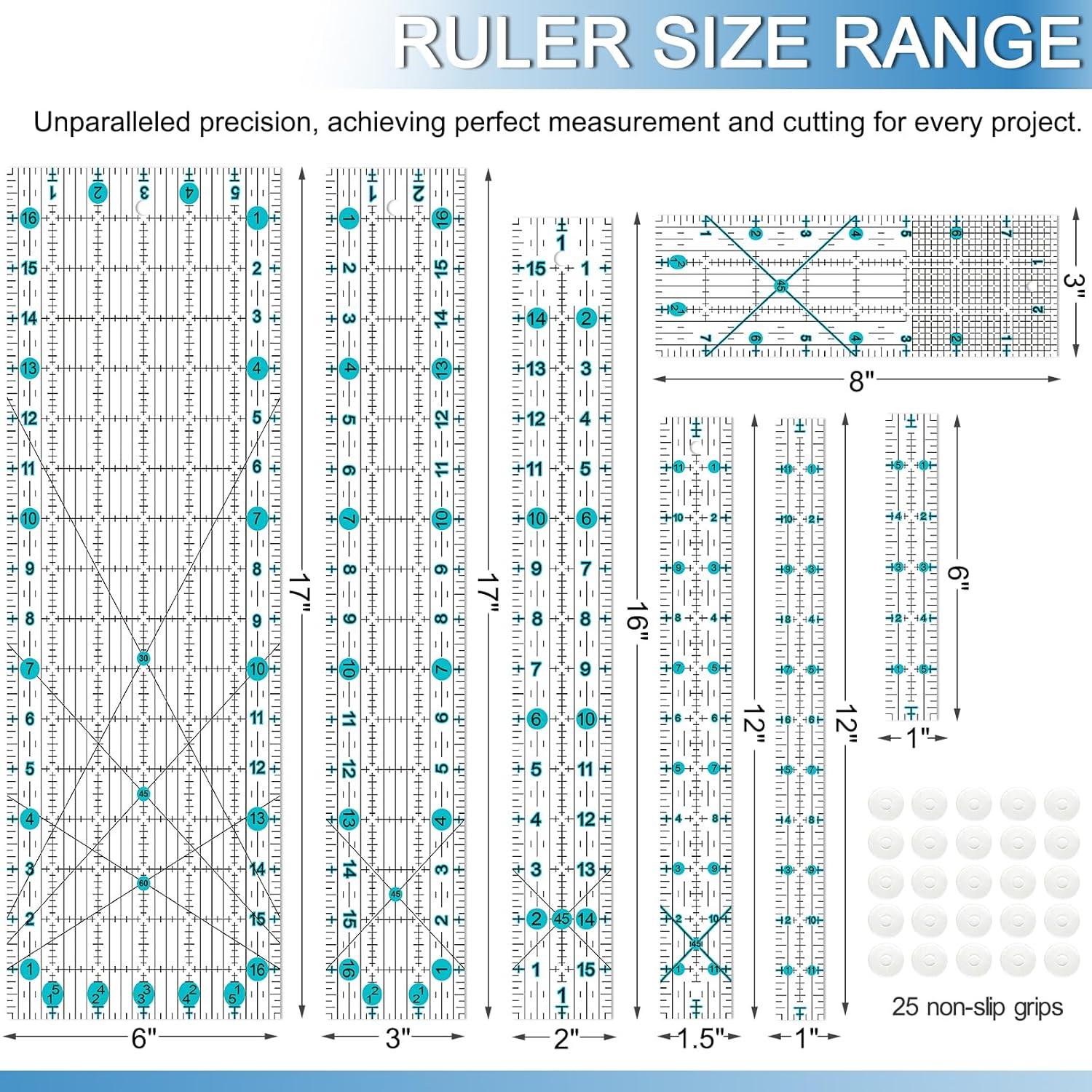 Conjunto de Reglas de Acolchado HLZC 7 Piezas Acrílico