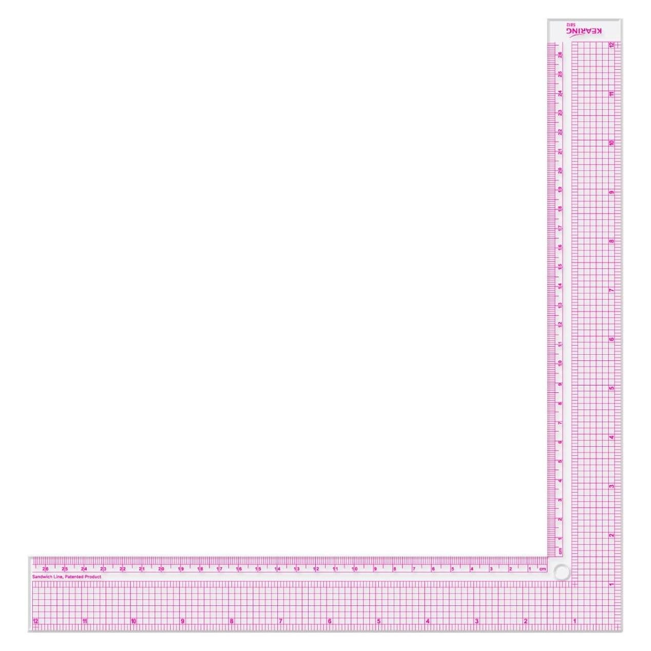 Regla L de Plástico KEARING 30 cm para Costura y Medición