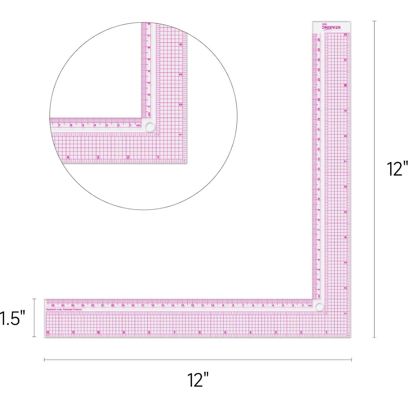 Regla L de Plástico KEARING 30 cm para Costura y Medición