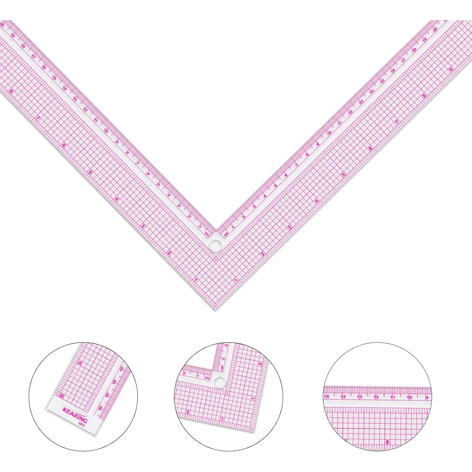 Regla L de Plástico KEARING 30 cm para Costura y Medición