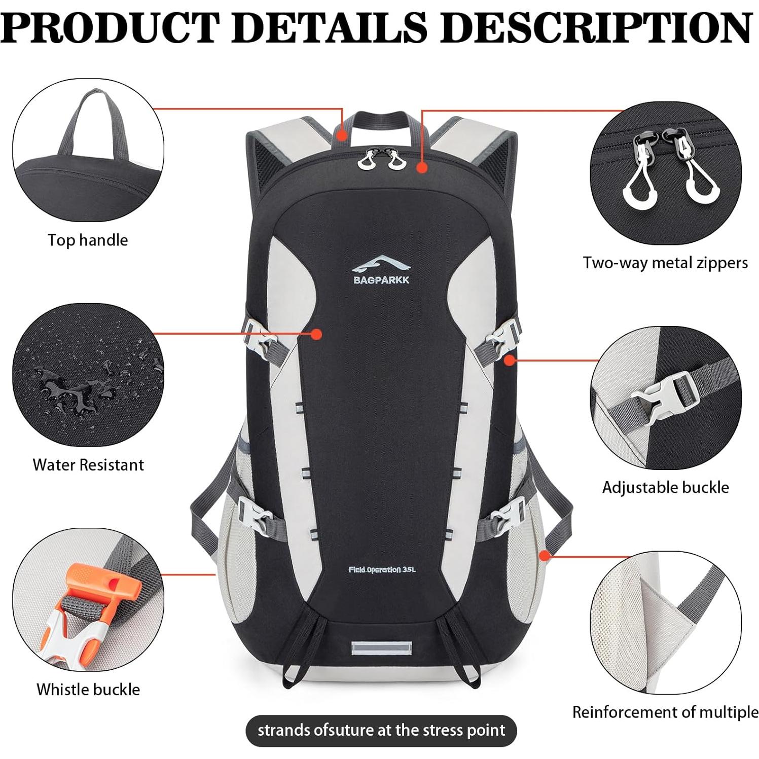 Mochila de Senderismo BAGPARKK 35L Plegable Resistente al Agua