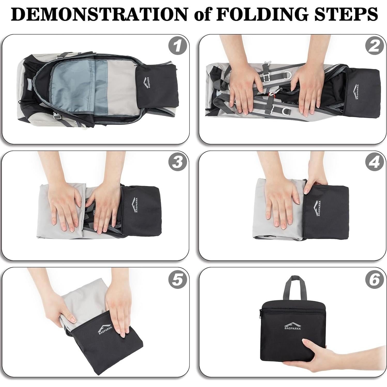 Mochila de Senderismo BAGPARKK 35L Plegable Resistente al Agua