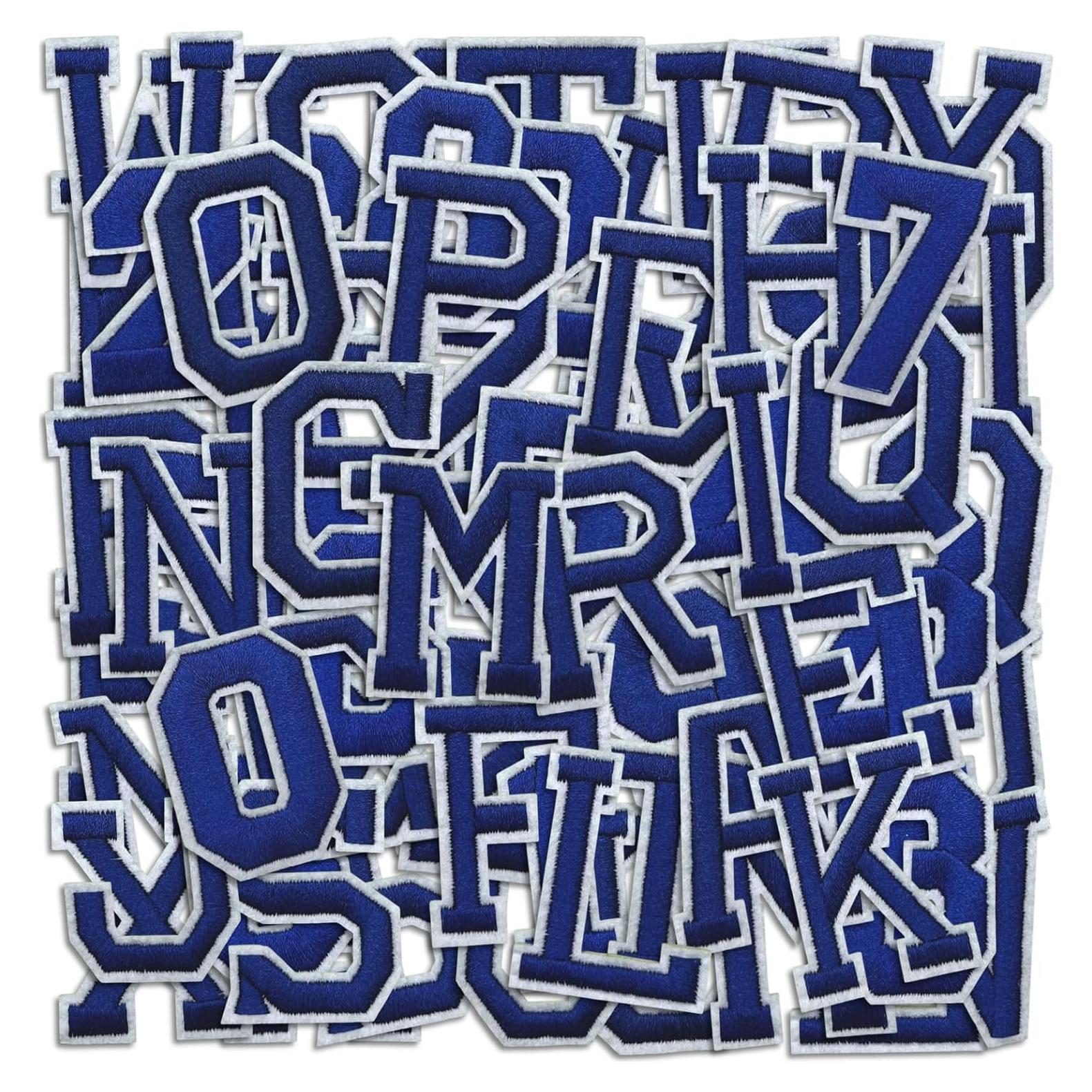 Parches de Letras y Números Cazzon 72 Pcs Plancha Azul