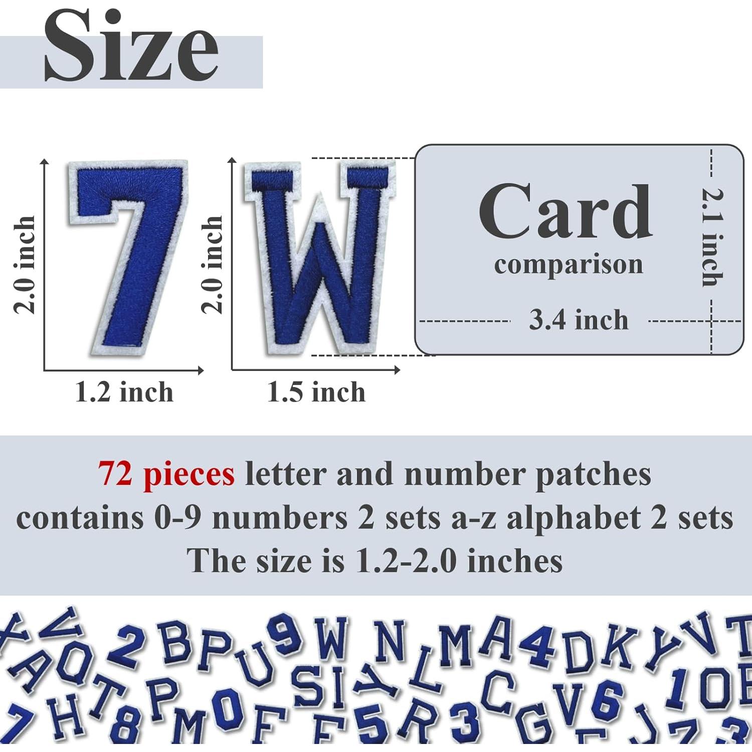 Parches de Letras y Números Cazzon 72 Pcs Plancha Azul