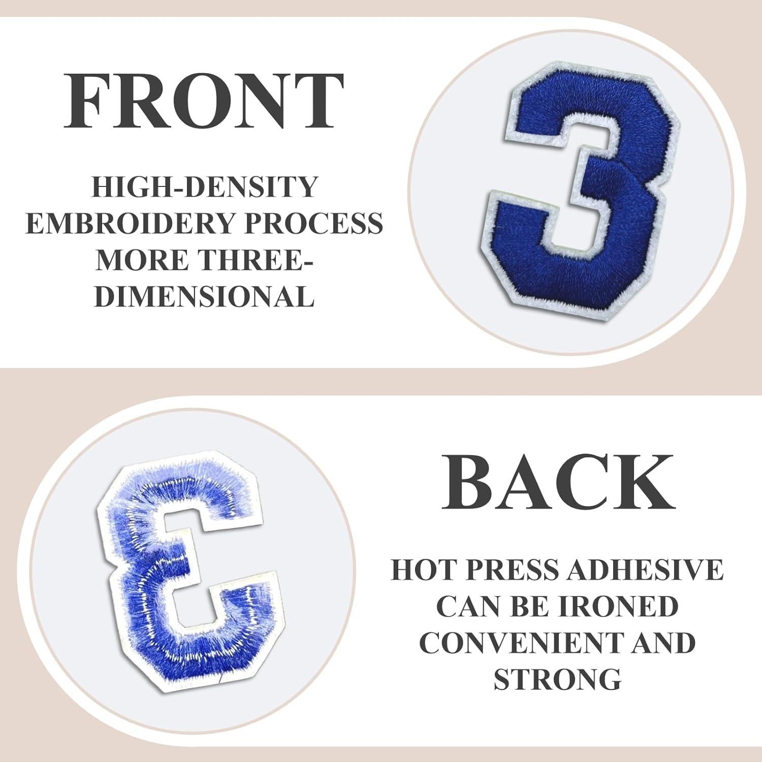 Parches de Letras y Números Cazzon 72 Pcs Plancha Azul