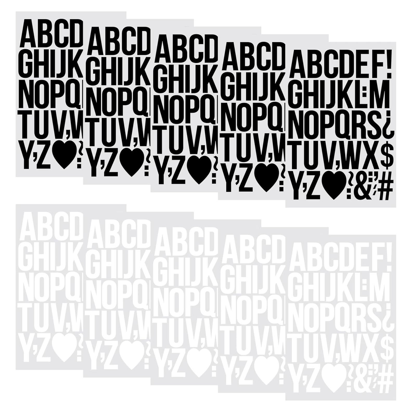 Letras termoadhesivas HiTransfer 430 piezas 5.1 cm negro y blanco