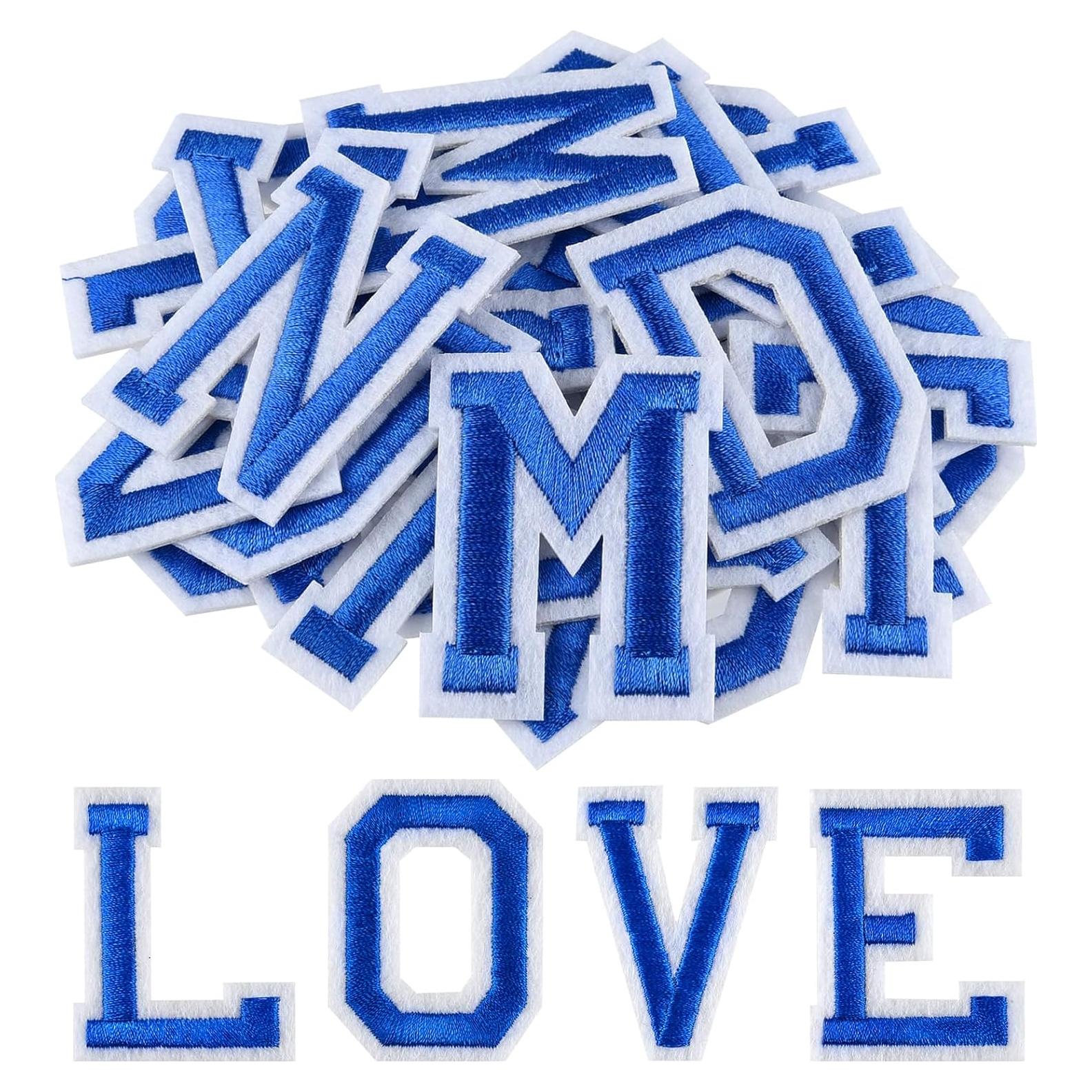Parche de Letras Bordadas Morcheiong 78 Pcs Azul 5.08 cm
