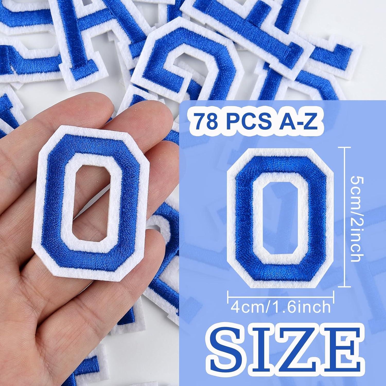 Parche de Letras Bordadas Morcheiong 78 Pcs Azul 5.08 cm