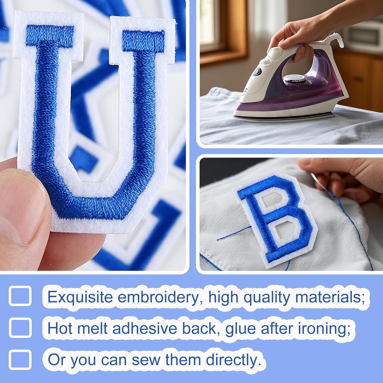 Parche de Letras Bordadas Morcheiong 78 Pcs Azul 5.08 cm