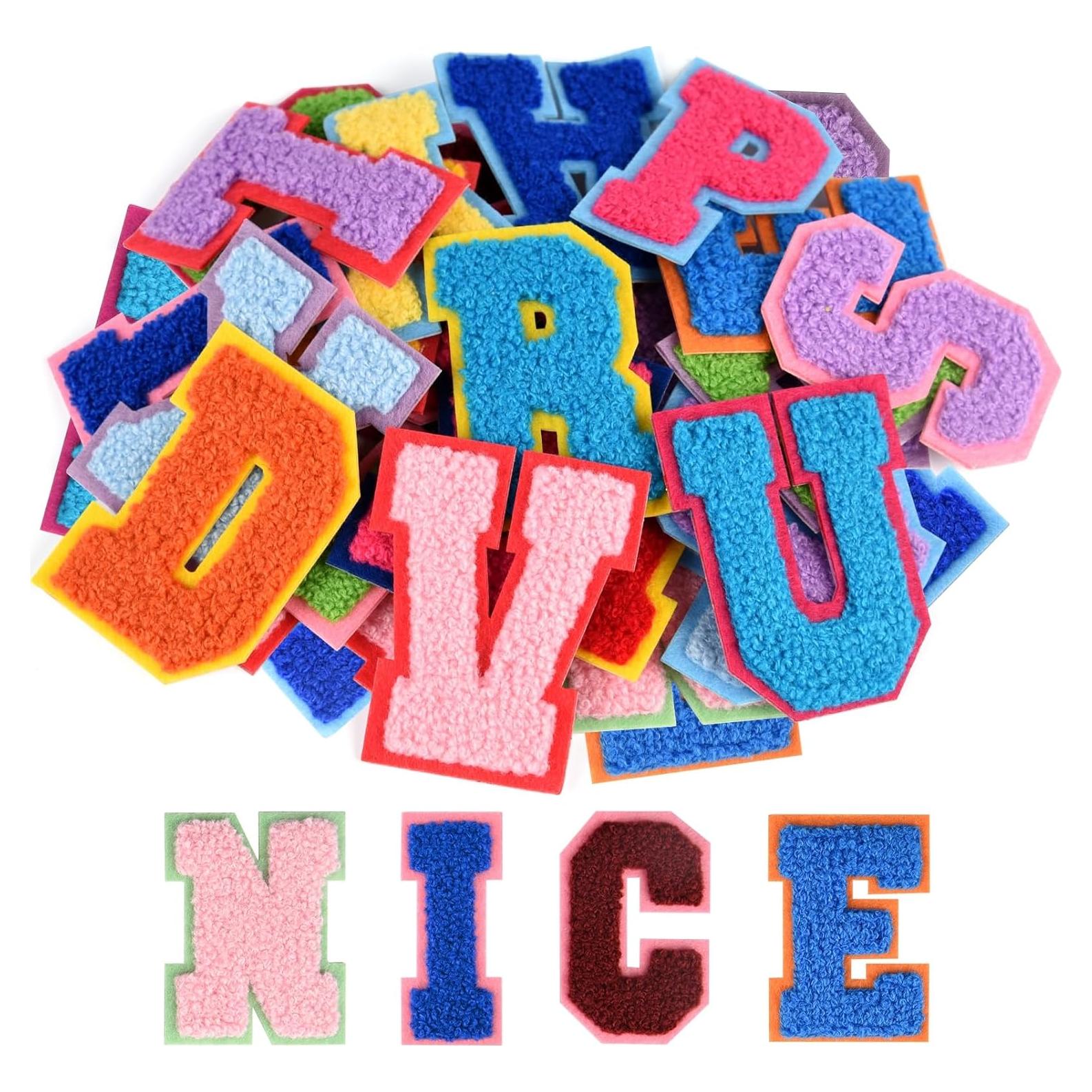 Parches de Letras Autoadhesivas ASTARON 26 Pcs Chenille A-Z