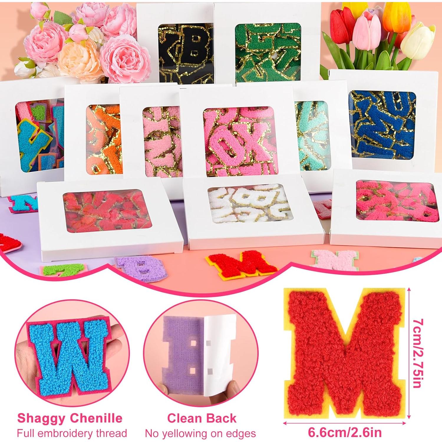 Parches de Letras Autoadhesivas ASTARON 26 Pcs Chenille A-Z