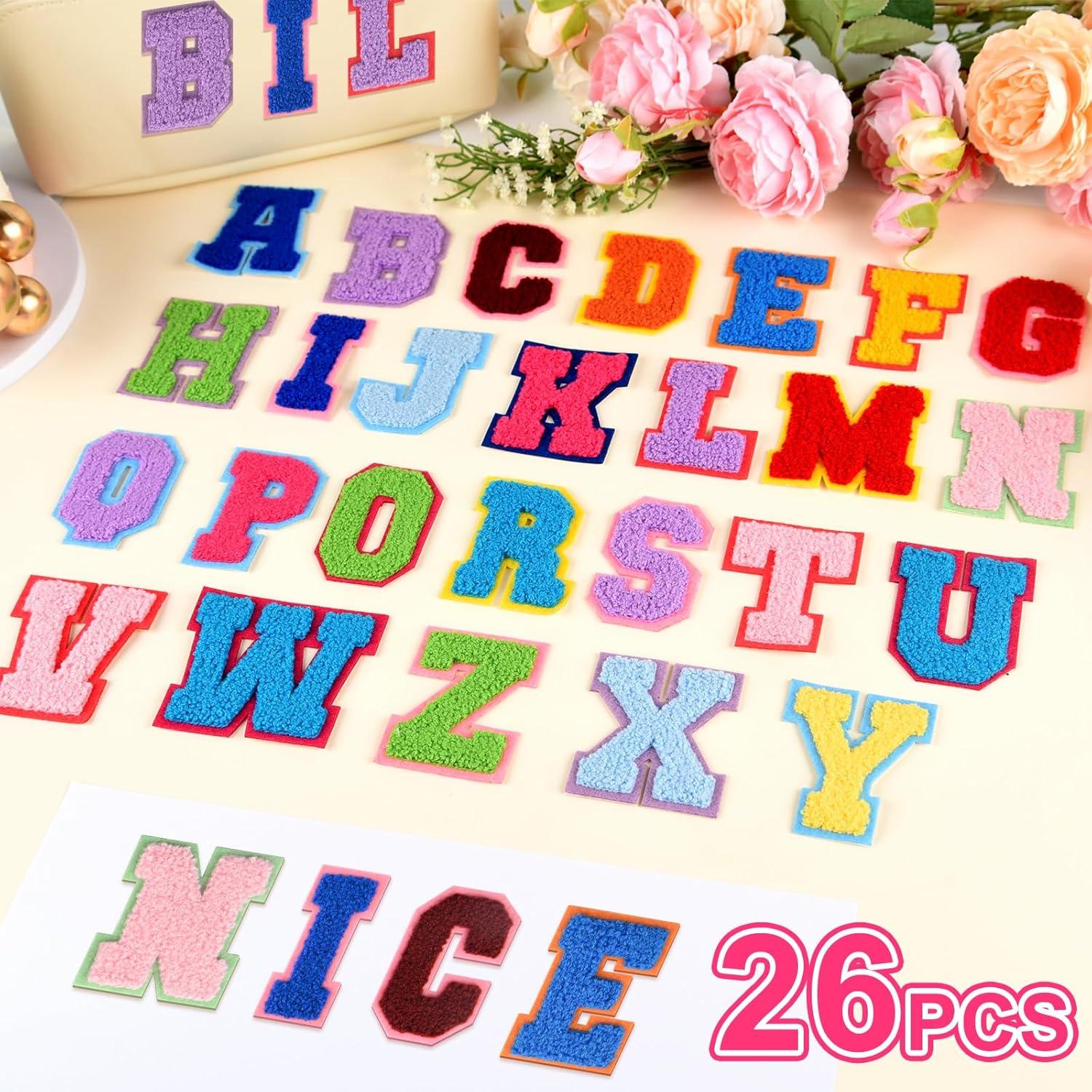 Parches de Letras Autoadhesivas ASTARON 26 Pcs Chenille A-Z