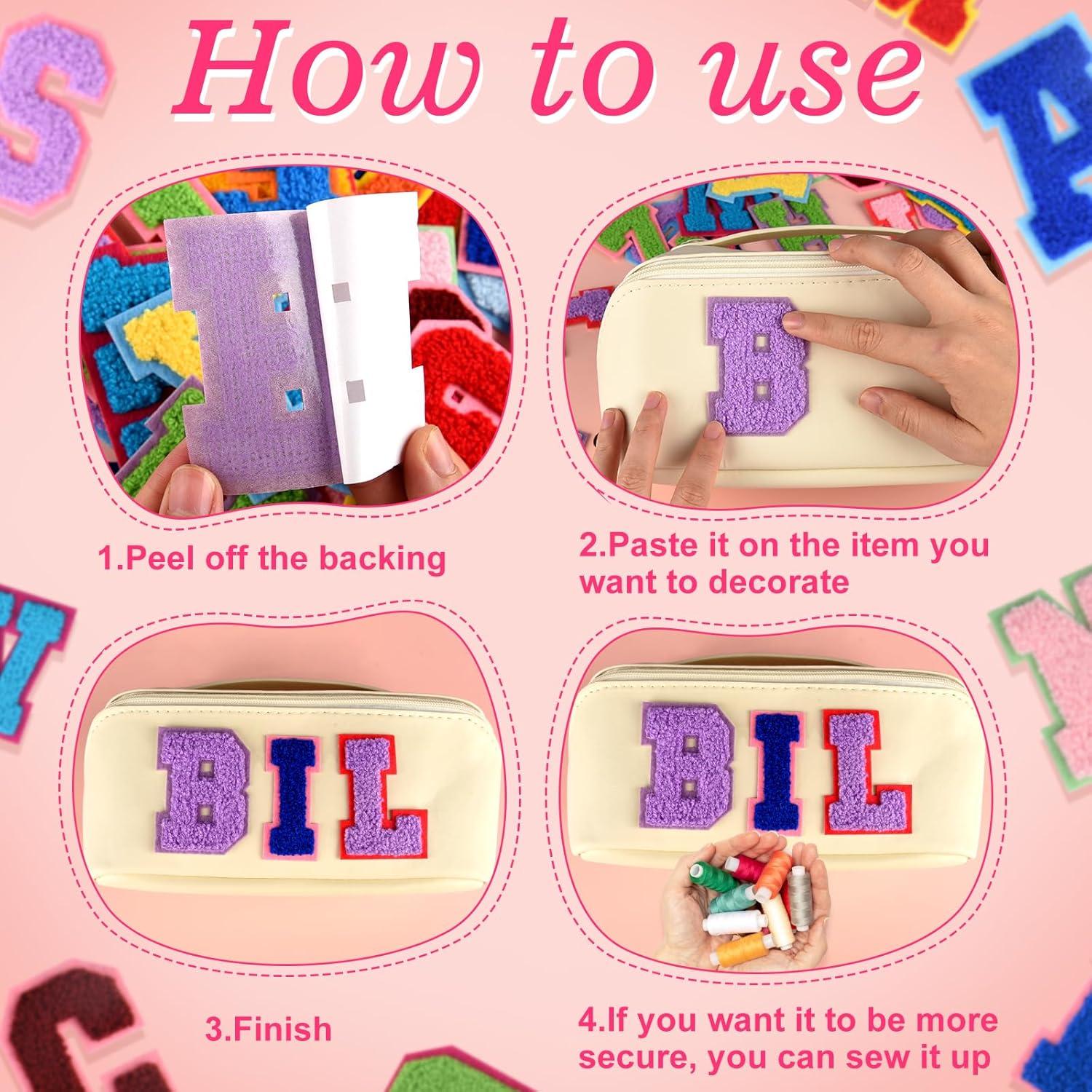 Parches de Letras Autoadhesivas ASTARON 26 Pcs Chenille A-Z