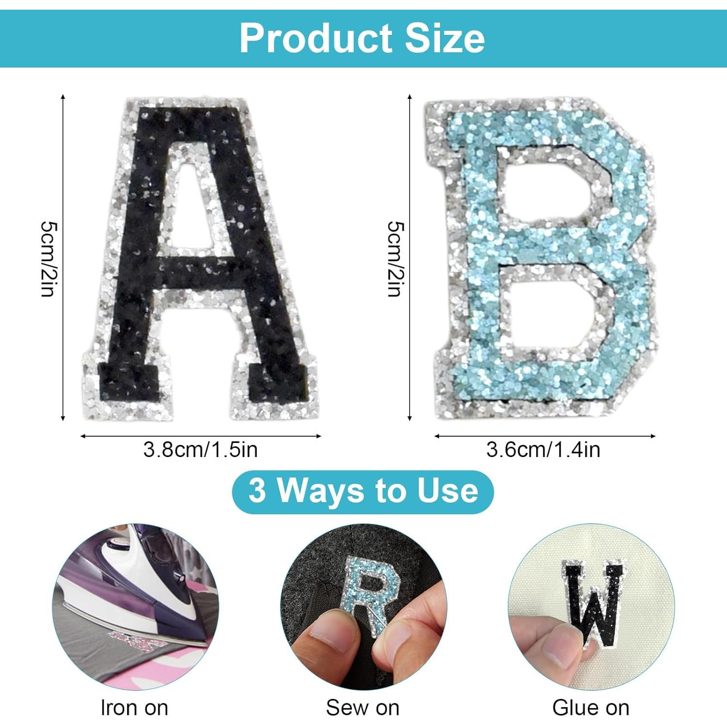 104 Piezas Letras Termoadhesivas Brillantes Willdone A-Z