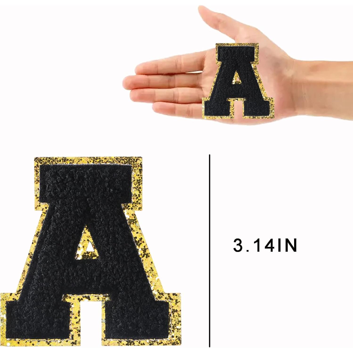 26 Parches de Letras Bordadas Chenille Negros BIUWING 7.87 cm