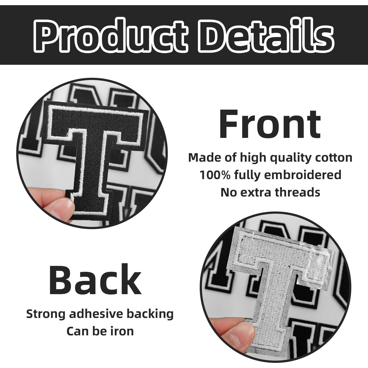 26 Piezas Parches de Letras Planchar TXSN A-Z 7.87 cm Negro