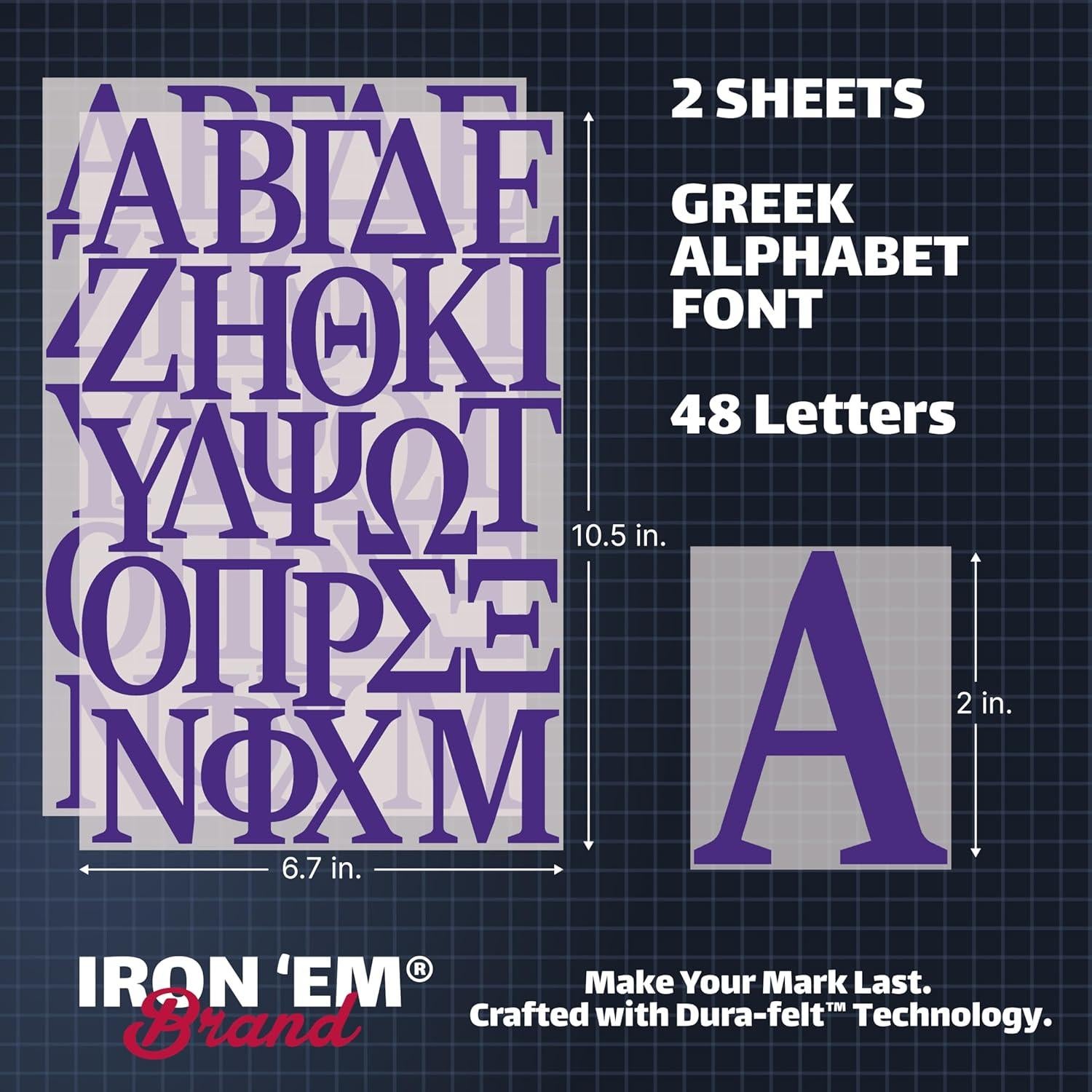 Letras Termoadhesivas Dura-Felt Iron 'Em 48 Piezas Púrpura