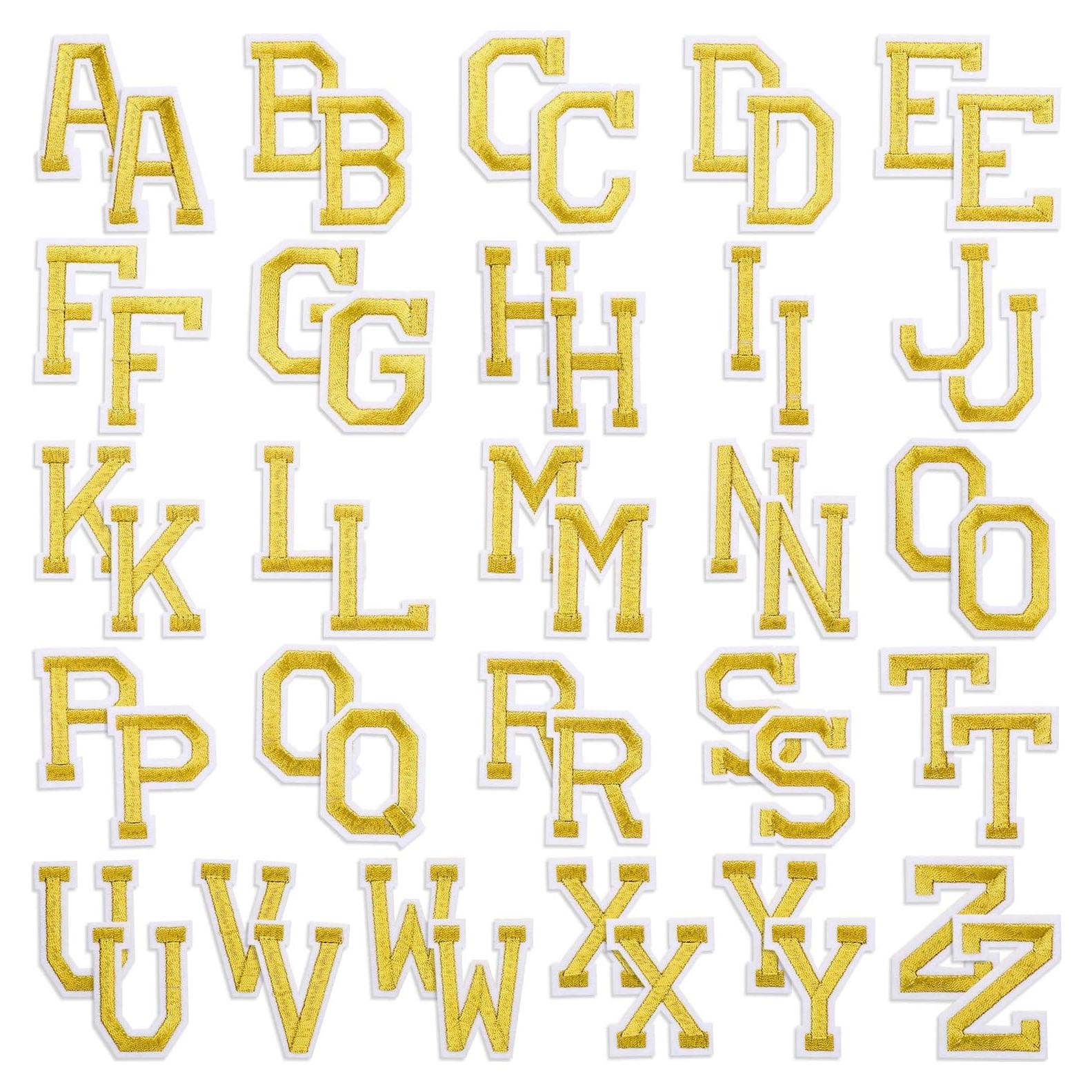 52 Piezas Letras Termoadhesivas Bordadas WILLBOND Dorado