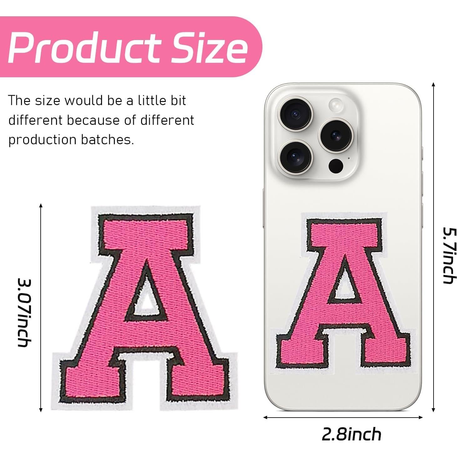 Parche de letras de hierro IANZE 26PCS Alfabeto Rosa